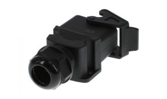 7908.6664.1 GWconnect STD - Standard, Single Lever Bulkhead Mount Housing, Polyamide, with 1 Lever, Side Entry, with Cable Gland, Size «32x13», Pg21 Thread, Black