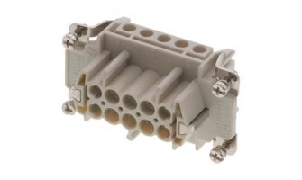 936010231 GWconnect Screw Terminal Insert, Female, 10-Pole, 16A, with Wire Protection, Silver (Ag) Plated Contacts, Size 10B «57x27»