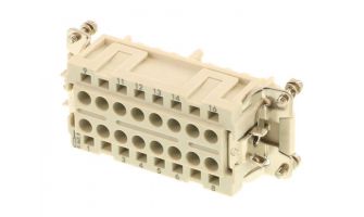936010255 GWconnect Spring Terminal Insert, Female, 16-Pole, 16A, Numbered 1-16, Silver (Ag) Plated Contacts, Size 16B «77x27»