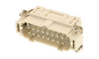 936010261 GWconnect Push-in Terminal Insert, Male, 16-Pole, 16A, Numbered 1-16, Silver (Ag) Plated Contacts, Size 16B «77x27»