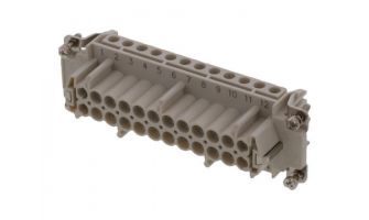 936010297 GWconnect Screw Terminal Insert, Female, 24-Pole, 16A, Numbered 1-24, with Wire Protection, Silver (Ag) Plated Contacts, Size 24B «104x27»