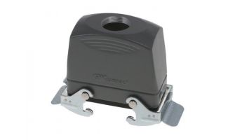 936012620 GWconnect STD - Standard, Double Lever Coupler, Die-cast Aluminum, with 2 Levers, Top Entry, with Gasket, Size 16B «77x27», Pg21 Thread, High Construction, Grey