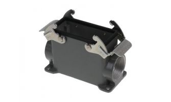 936013059 GWconnect STD - Standard, Double Lever Surface Mount Housing, Die-cast Aluminum, with 2 Levers, with Gasket, Size 16B «77x27», Pg29x2 Thread, High Construction, Grey