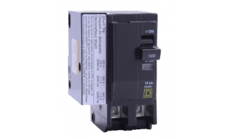 QOB2801021 Mini circuit breaker, QO, 80A, 2 pole, 120/240VAC, 10kA, bolt on mount, AC shunt trip