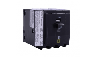 QOB3251021 Mini circuit breaker, QO, 25A, 3 pole, 120/240VAC, 10kA, bolt on, AC shunt